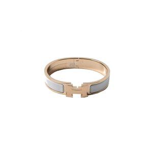Hermes H Logo Bracelet Rose White